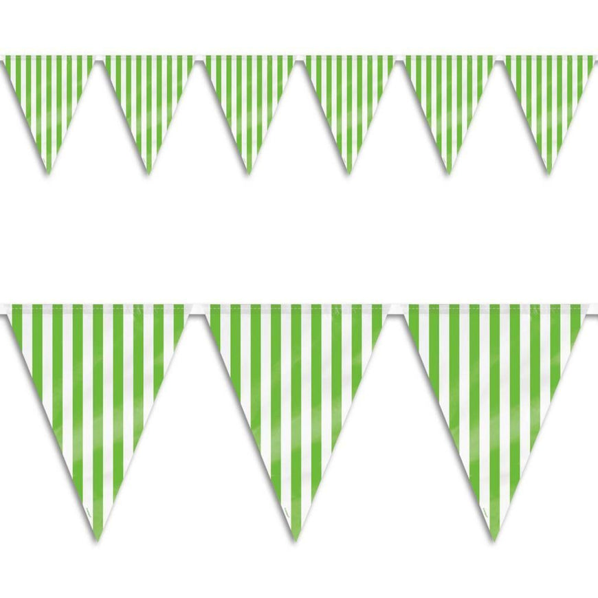 Lime Green Stripes Flag Banner 3.6m - Party Savers