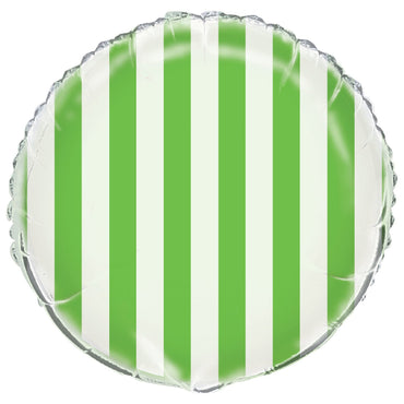 Lime Green Stripes Foil Balloon 45cm - Party Savers