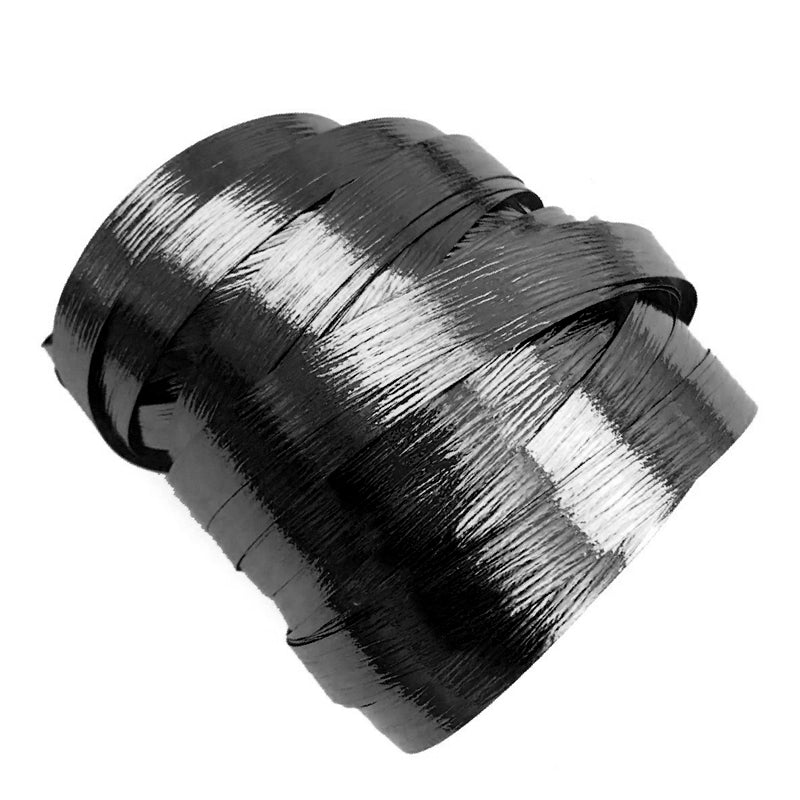 Metallic Black Precut Ribbon With Clips 1.75m 25pk - Party Savers