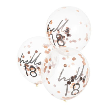 Mix It Up  Hello-18 Rose Gold Confetti Filled Balloons 30cm 5pk