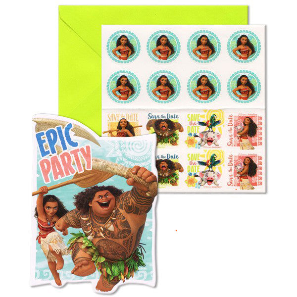 Moana Invitation 8pk - Party Savers