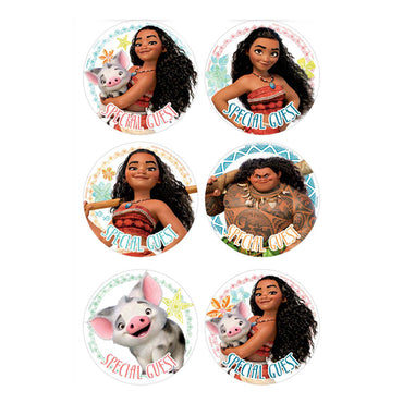 Moana Party ID Stickers 4 Sheet - Party Savers