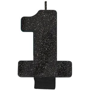 Number 1 Glitter Black - Party Savers