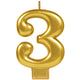 Number Candle 3 Metallic Gold - Party Savers