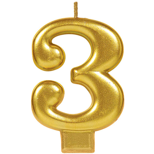 Number Candle 7 Metallic Gold - Party Savers
