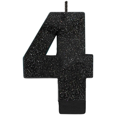 Number 4 Glitter Black - Party Savers