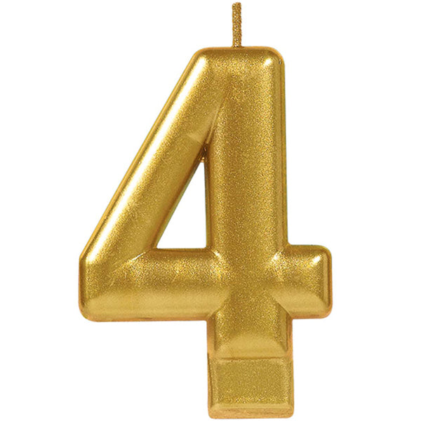 Number Candle 3 Metallic Gold - Party Savers