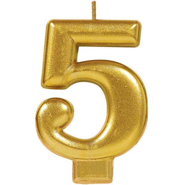 Number Candle 9 Metallic Gold - Party Savers