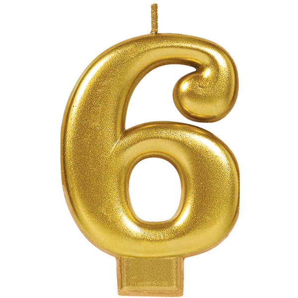 Number Candle 9 Metallic Gold - Party Savers