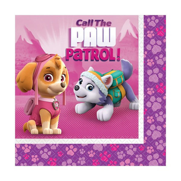 Paw Patrol Girl Lunch Napkins 33cm 16pk - Party Savers