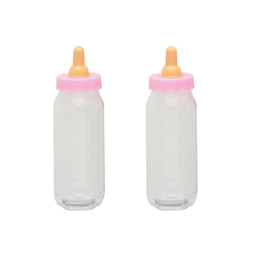 Pink Baby Mini Bottles 13cm 2pk - Party Savers