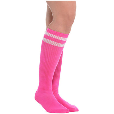 Pink Striped Knee Socks - Party Savers