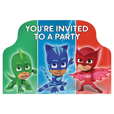 PJ Masks Postcard Invitations 8pk - Party Savers