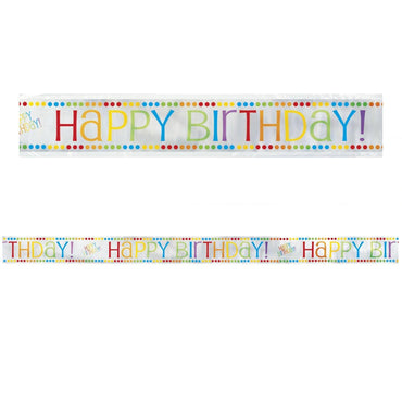 Rainbow Birthday Foil Banner 3.6m - Party Savers