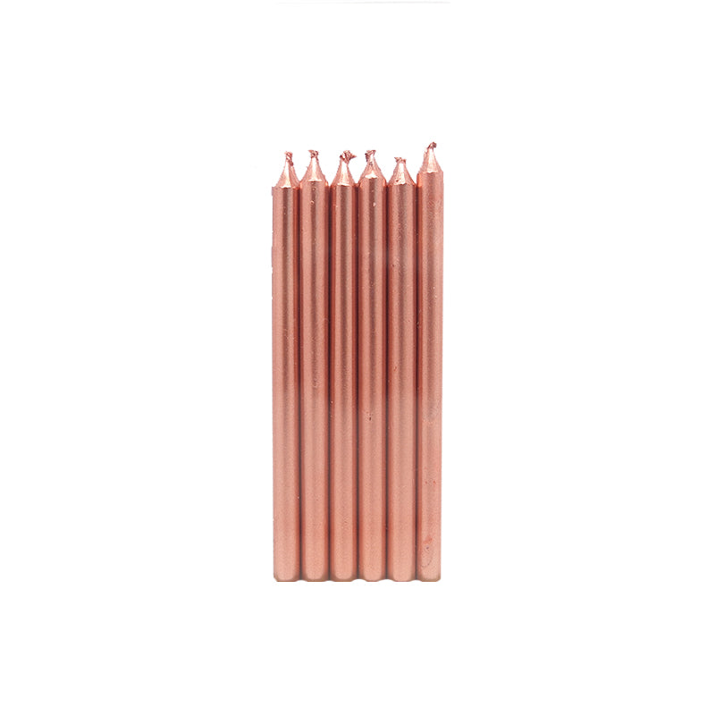 Rose Gold Candles 12.5cm 12pk - Party Savers