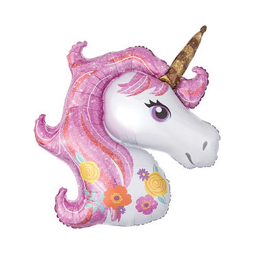 Shape Unicorn Head Magical Floral Design 83x73cm - Party Savers