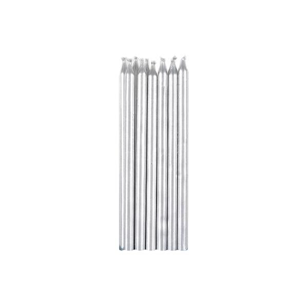 Silver Candles 12.5cm 12pk - Party Savers