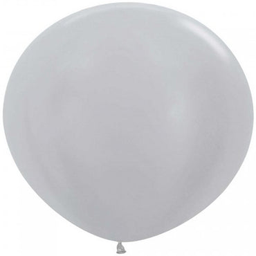 Silver Latex Balloon 90cm 2pk