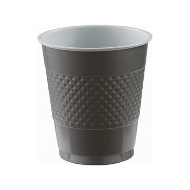 Silver Plastic Cups 355ml 20pk - Party Savers