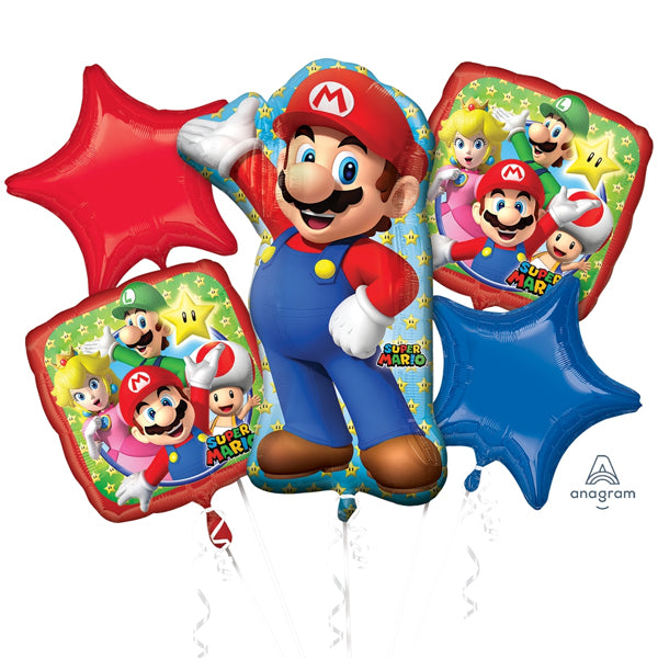 Super Mario Brothers Balloon Bouquet 5pk - Party Savers