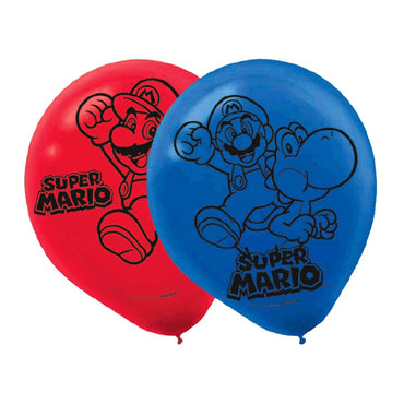 Super Mario Brothers Latex Balloons 30cm 6pk - Party Savers