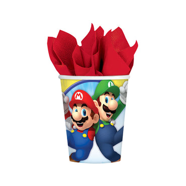 Super Mario Brothers Paper Cups 266ml 8pk - Party Savers