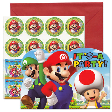 Super Mario Brothers Postcard Invitations 8pk - Party Savers