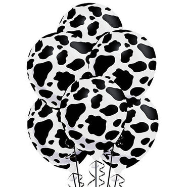 Western Cow Print Latex Balloons 30.4Cm 6pk - Party Savers