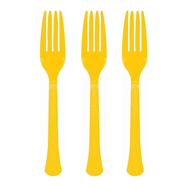 Yellow Plastic Fork 20pk - Party Savers