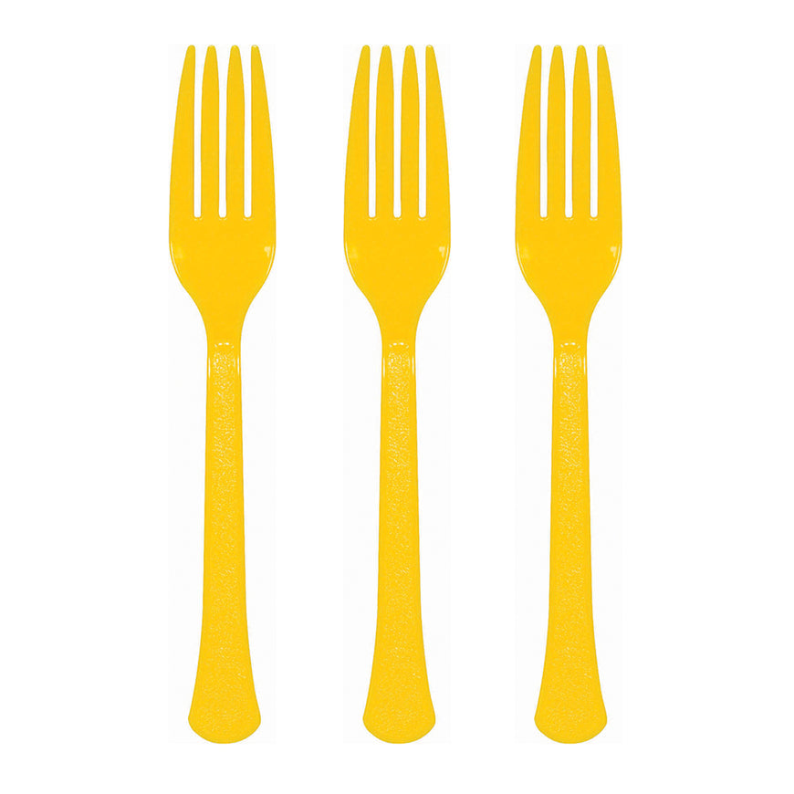 Yellow Plastic Fork 20pk - Party Savers